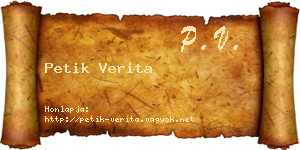 Petik Verita névjegykártya